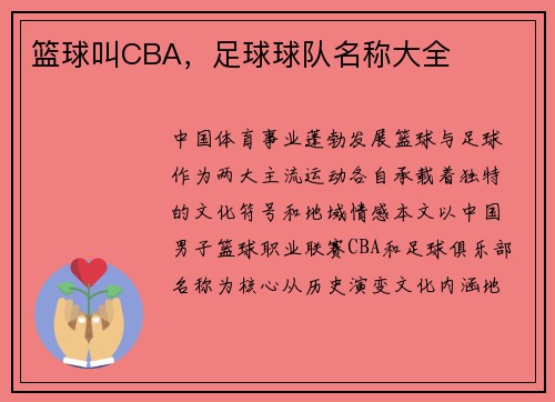 篮球叫CBA，足球球队名称大全